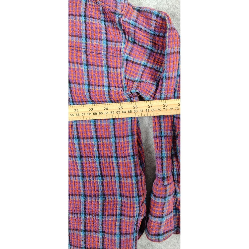 Free People We the Free Cardiff Plaid Top Oversized Boho Grunge Size Medium - Picture 6 of 10